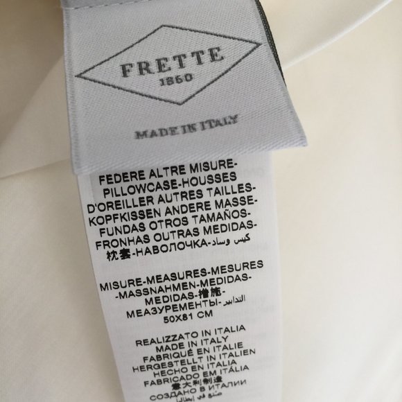 FRETTE 2x Standard Pillowcases ITALY 1Bourdon Beige Embroider 100% Cotton NEW - Picture 8 of 8